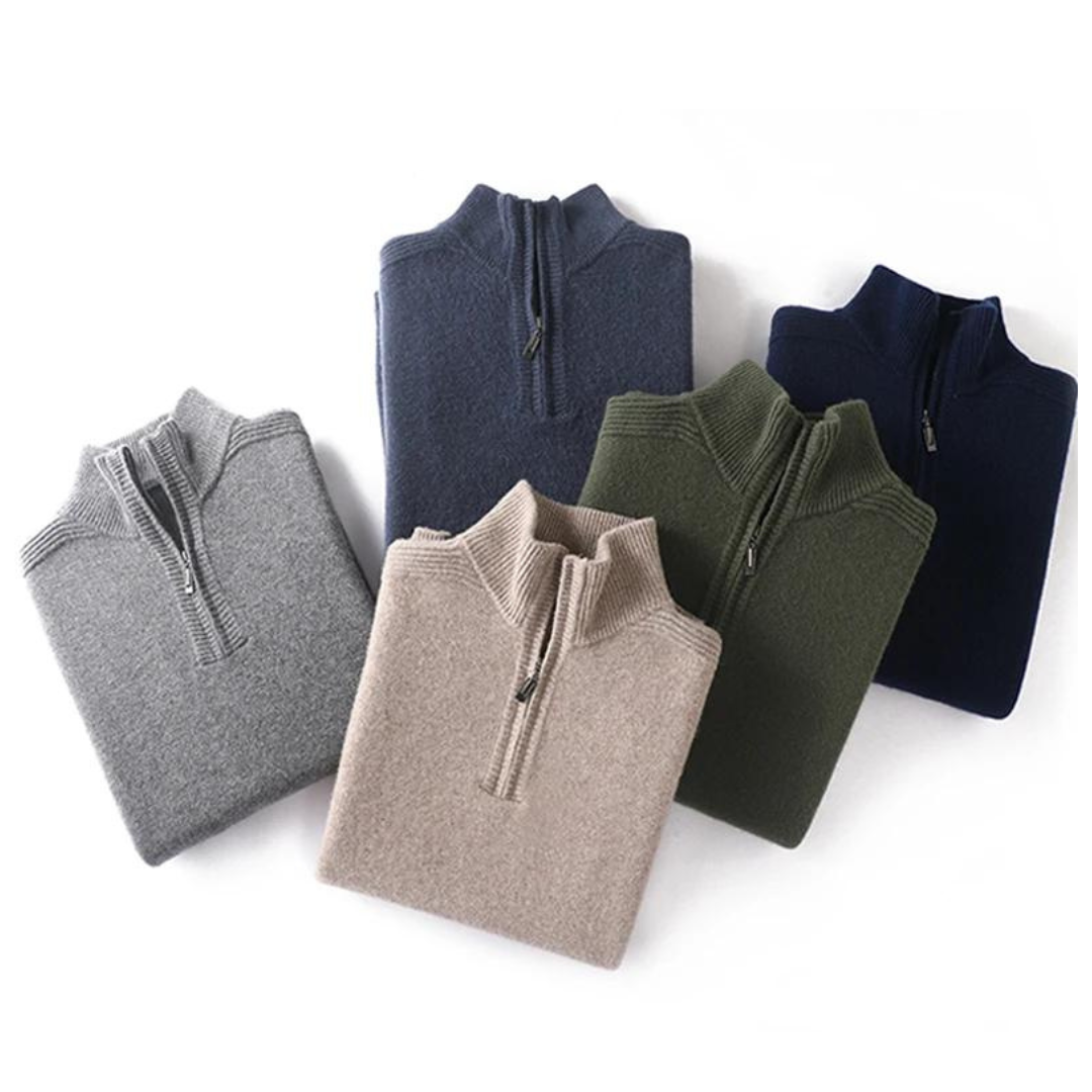 Merino Wool Quarter Zip Sweater