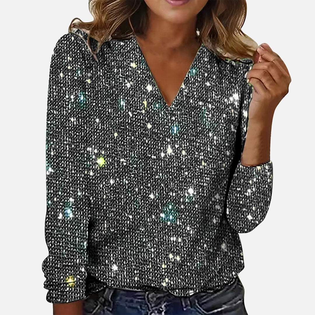 Ruby | V-Neck Diamond Patterned Blouse