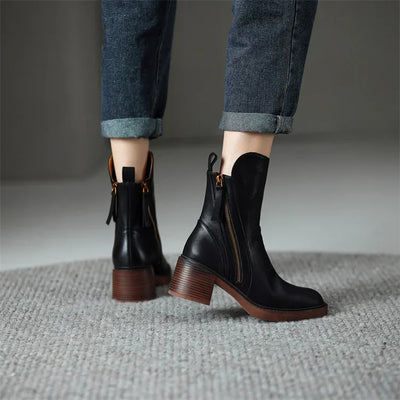 Katy | Leather zip ankle boots