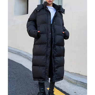 Ella Black Long Quilted  Women's Puffer jacket