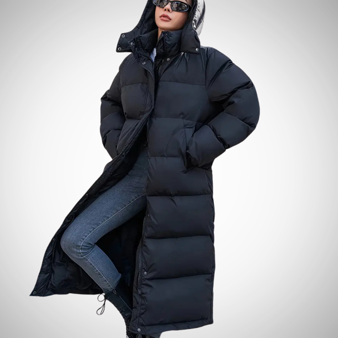 Ella Black Long Quilted  Women's Puffer jacket